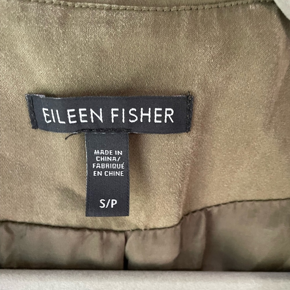 Eileen Fisher Utility Jacket Olive Green Hooded Lightweight Coat Minimalist - Picture 9 of 10
